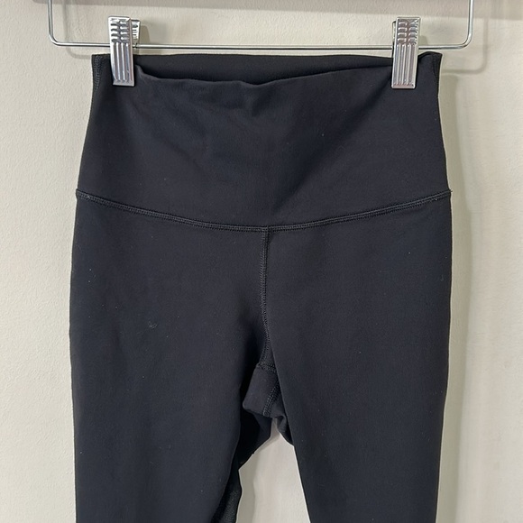 lululemon Align Super High Rise Pant Mesh Legs Black Stretch Back Black Logo - Picture 2 of 10